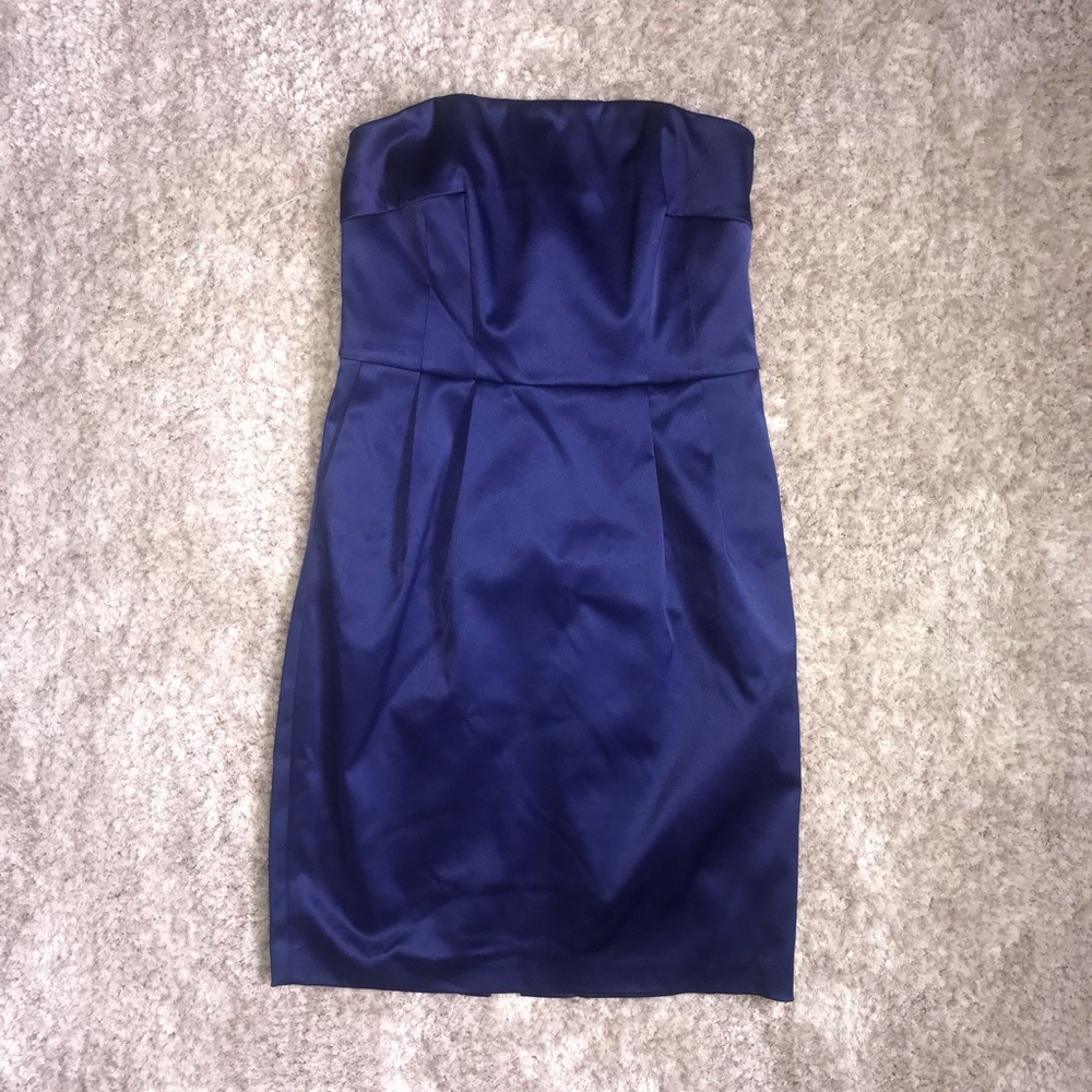Dark Royal Blue Strapless Dress with Pockets